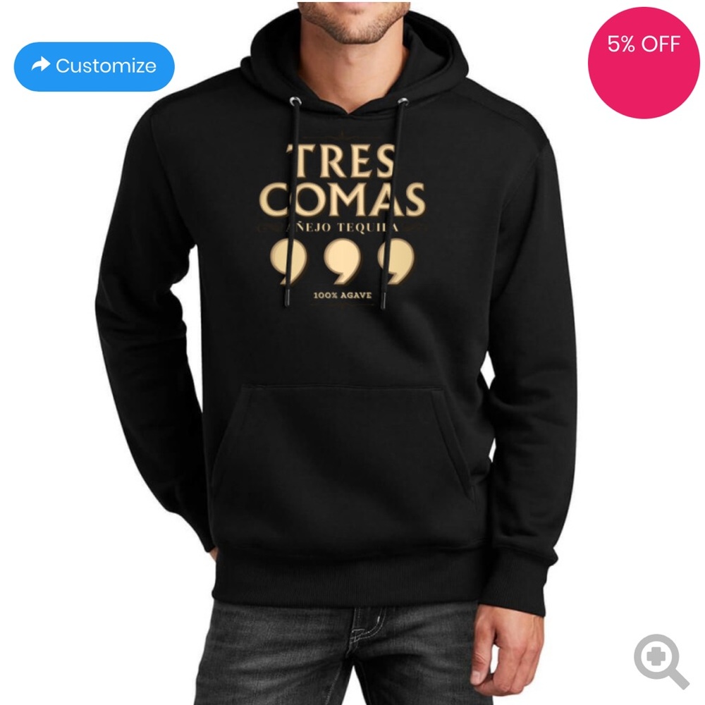 Three Commas UNISEX  Black Hoodie in Small NEW NO TAG